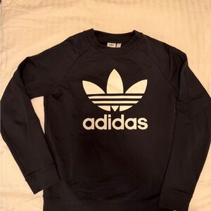 adidas Black Crewneck Sweatshirt with White Trefoil